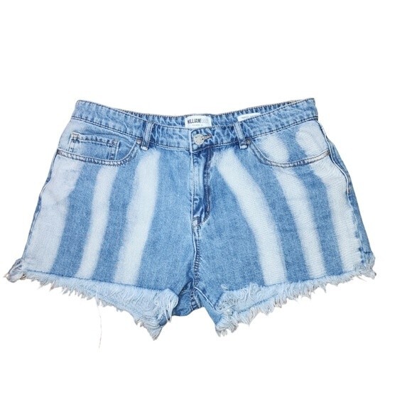 William Rast Light Wash Bleach Striped Frayed Hem Denim Perfect Shorts Size 30 - Picture 2 of 11